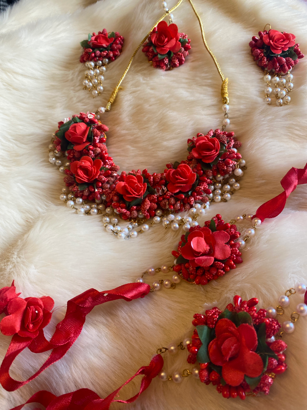 Red rose flower hot sale jewelry set